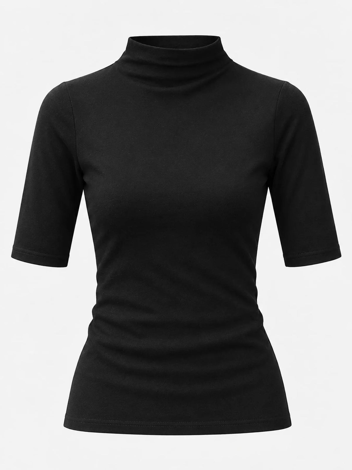 Full Size Mock Neck Half Sleeve T-shirt Plus (10)
