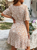 Polka Dot Print Round Neck Short Sleeve Loose Dress photo 4