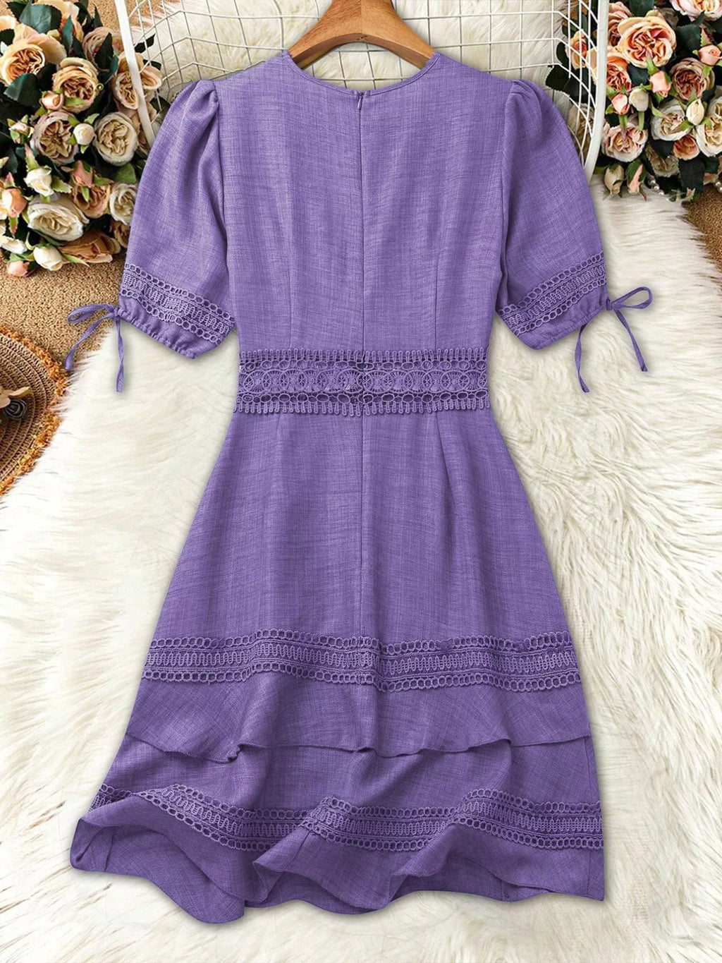Lace Detail V-neck Mini Dress (26)