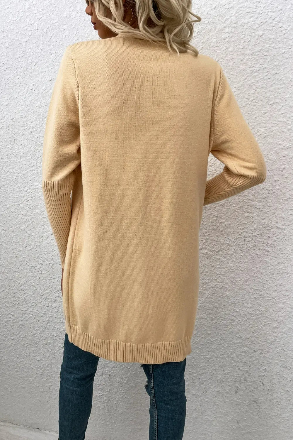 Open Front Long Sleeve Cardigan Pockets (2)