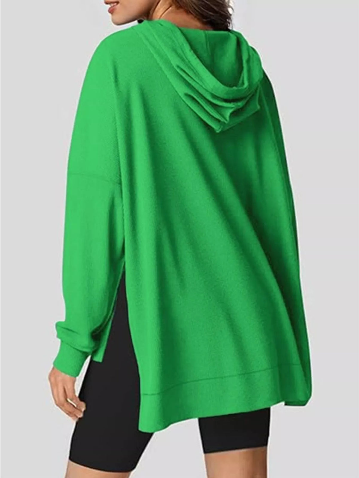Oversized Drawstring Side Slit Hoodie (13)
