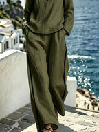Contrast Trim Long Sleeve Top Pants Set (4)