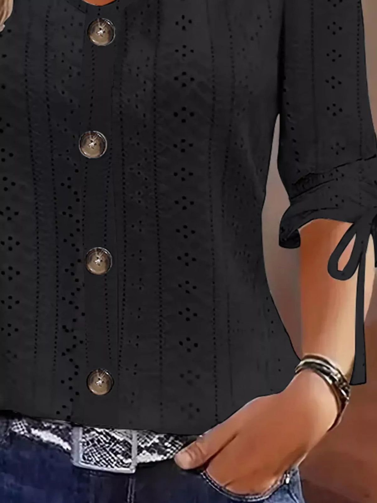 Eyelet Tie-sleeve Detail Top (6)