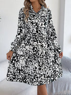 Printed Collared Neck Long Sleeve Dress (14)
