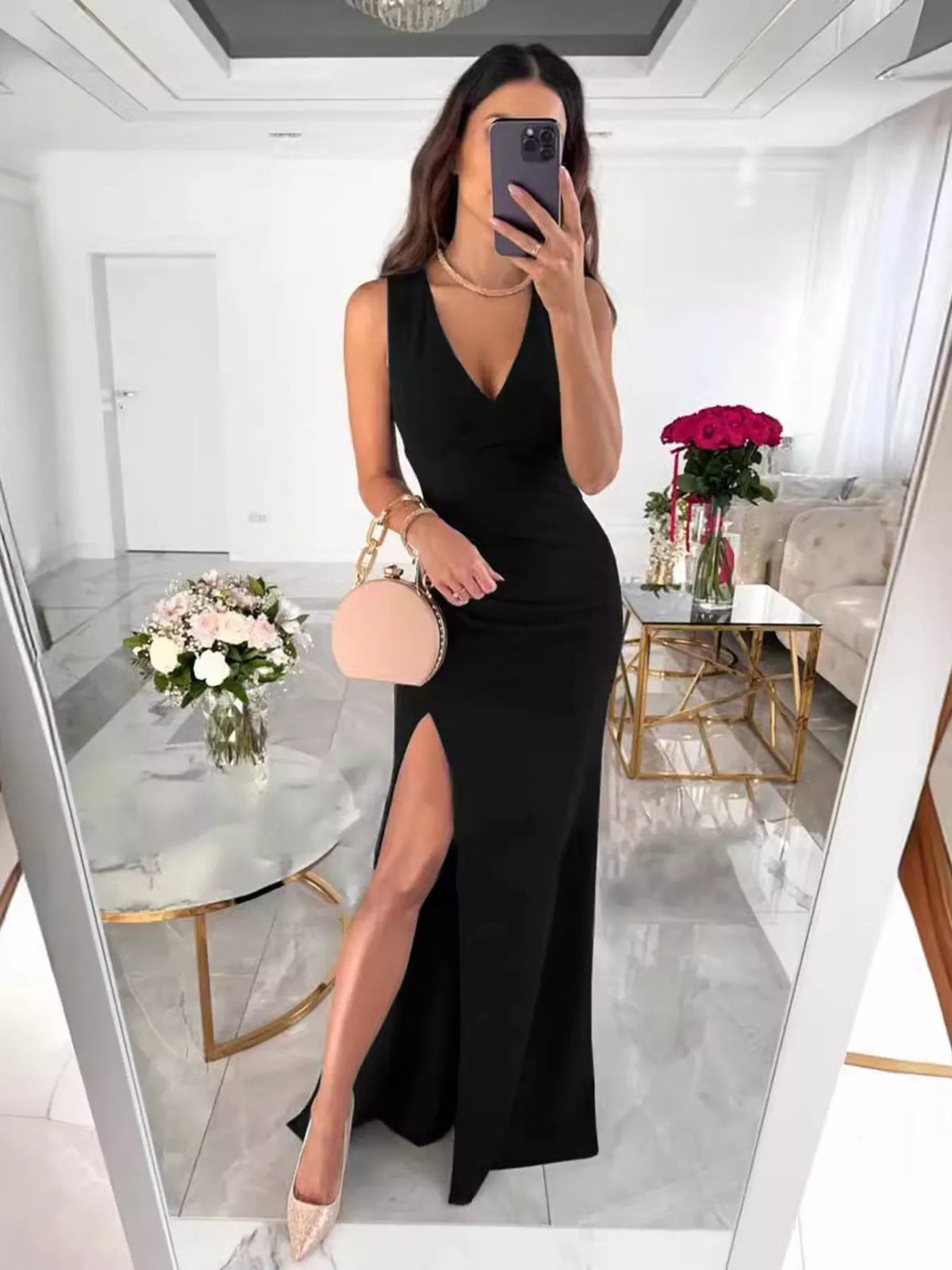 Sleeveless High Slit Maxi Dress (9)
