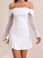 Off-shoulder Long Sleeve Mini Dress (17)