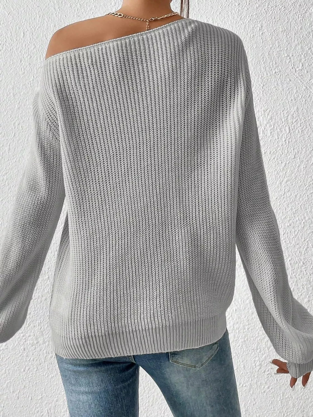 Single Shoulder Knit Sweater (8)