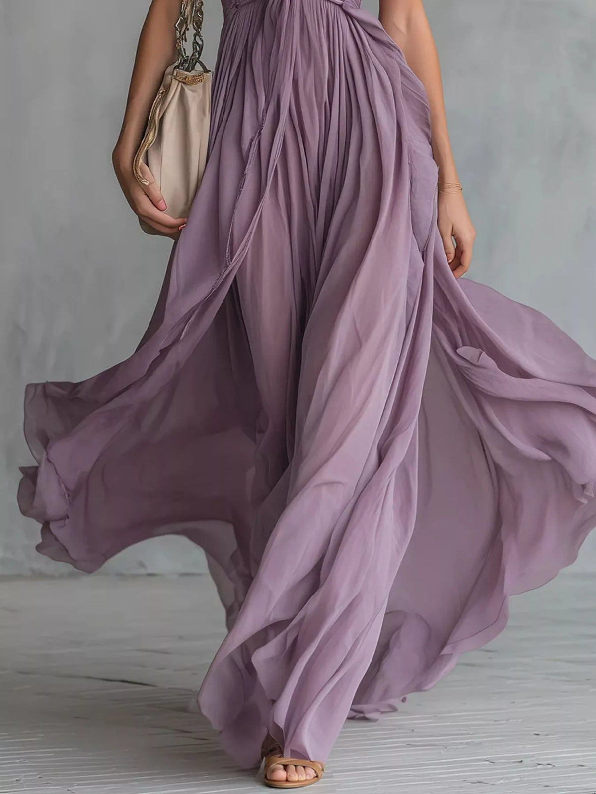Crisscross Back Ruched Maxi Dress (4)