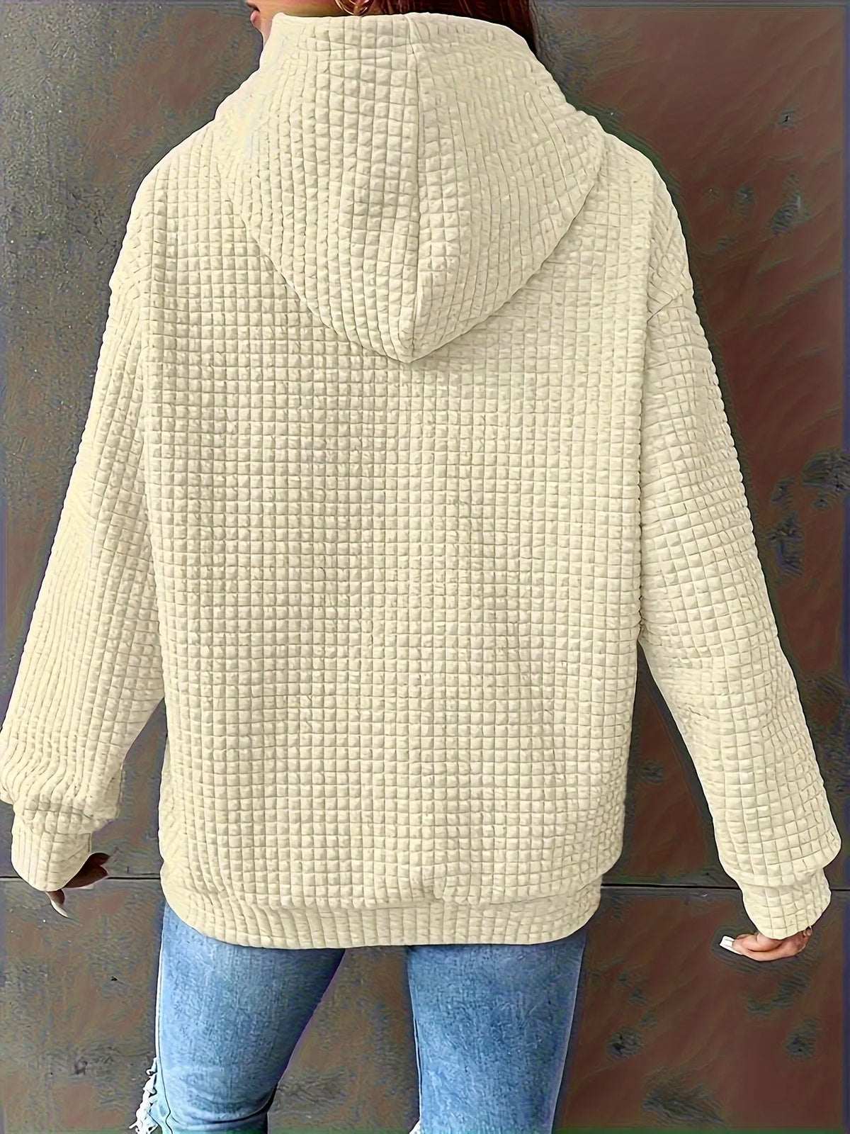 Textured Knit Drawstring Hoodie (30)