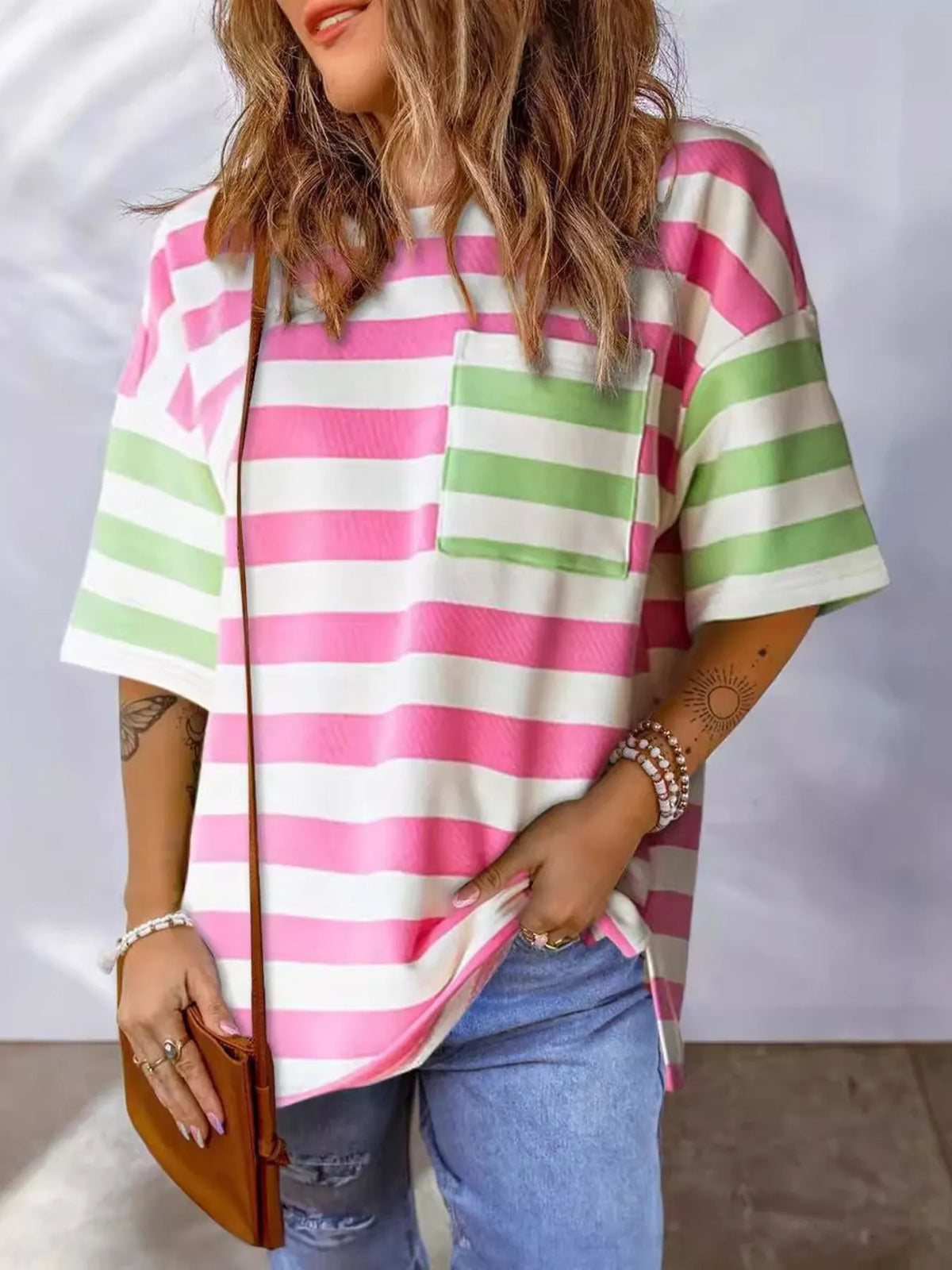 Striped Oversized Short Sleeve T-shirt