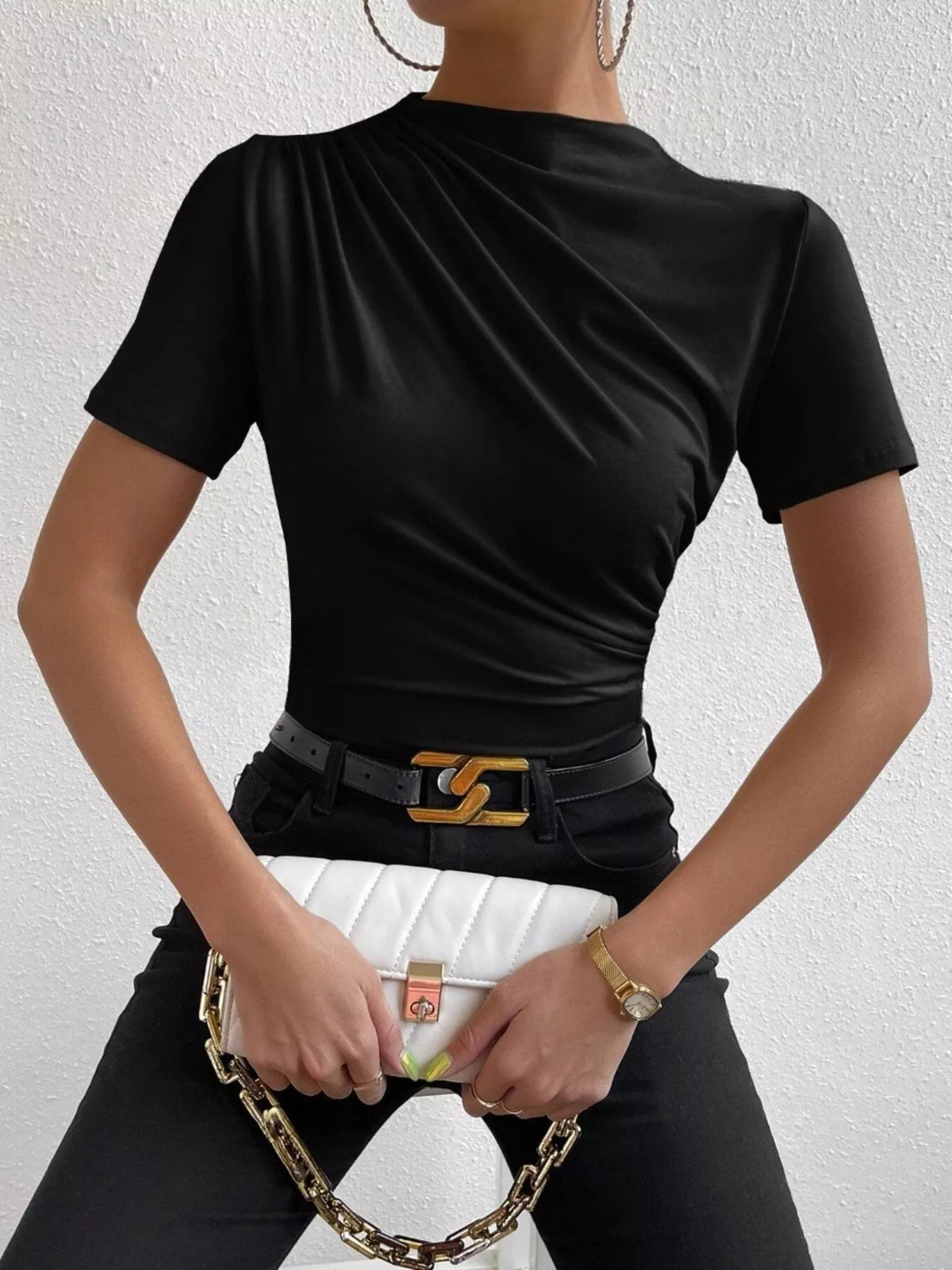 Ruched Short Sleeve T-shirt (8)