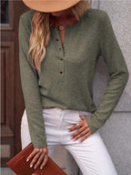 Round Neck Buttoned Long Sleeve T-shirt (8)