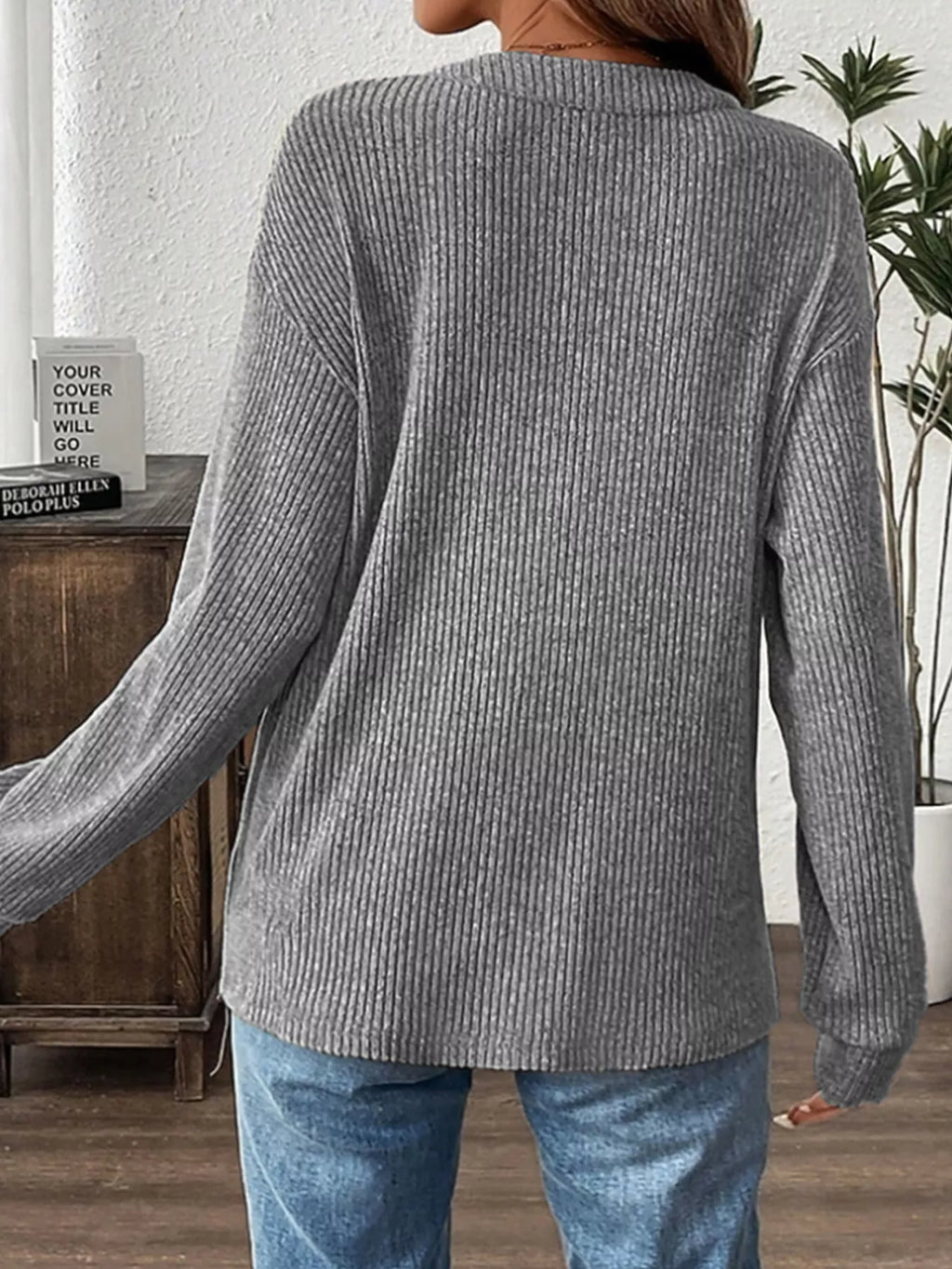 Ribbed Button Detail Long Sleeve T-shirt (15)