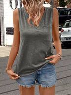 Casual V-neck Pocket Tank (2)