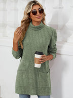 Slit Mock Neck Long Sleeve T-shirt (7)