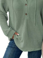 Full Size Button Detail Waffle Knit Hoodie Plus (24)