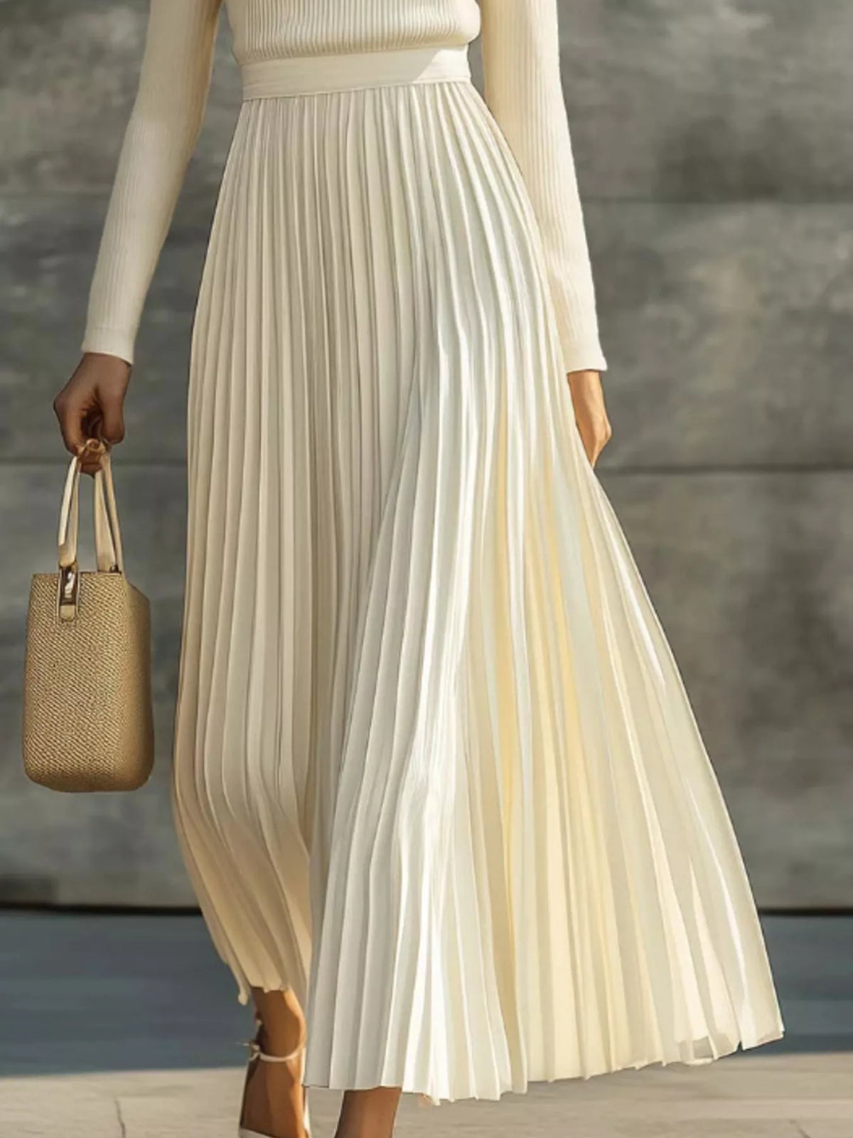 Ribbed Knit Pleated Midi Dress (2)