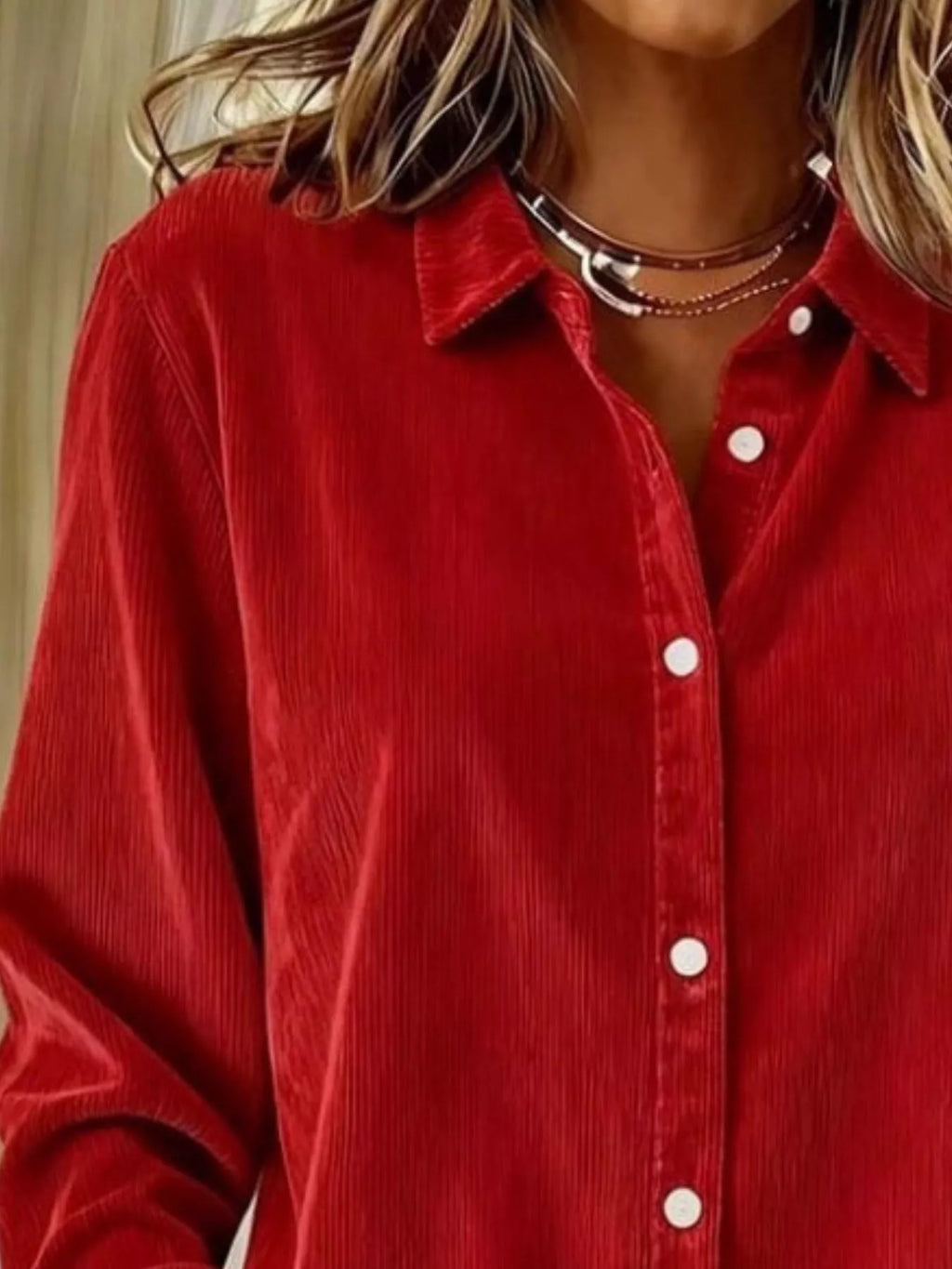 Full Size Corduroy Button-down Shirt Plus (8)