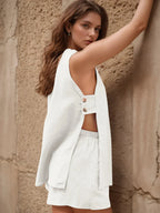 Full Size Button Up Top Shorts Set (11)