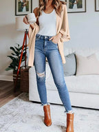 Full Size Open Front Waffle Knit Cardigan Plus (7)