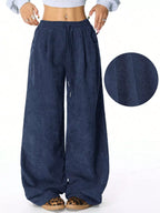 Relaxed Fit Corduroy Pants Drawstring (15)