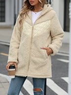 Fuzzy Zip Up Long Sleeve Hooded Jacket (5)