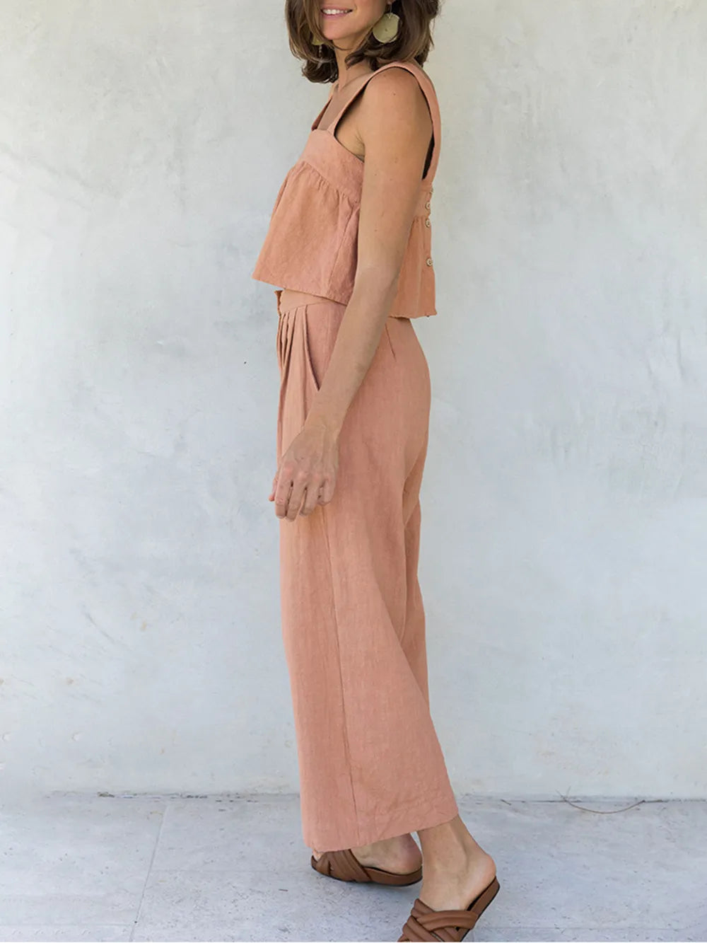Square Neck Wide Strap Top Pants Set (14)