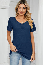 Ruched Heathered Short Sleeve T-shirt (8)