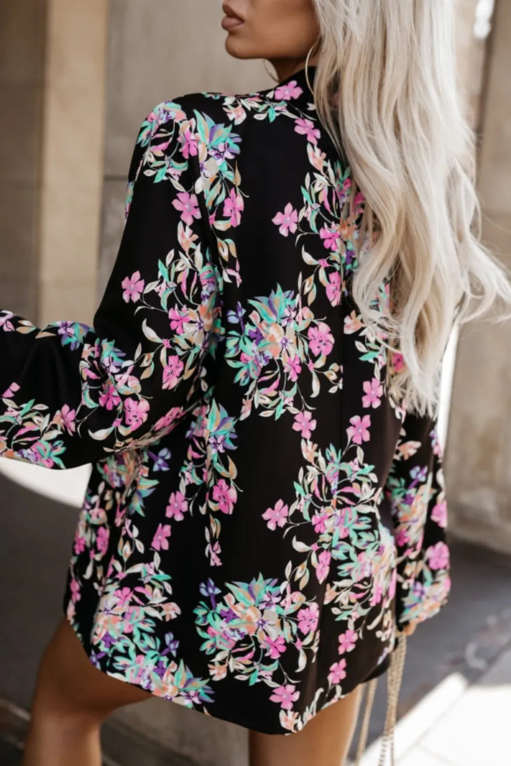 Tied Printed Collared Neck Long Sleeve Jacket (5)