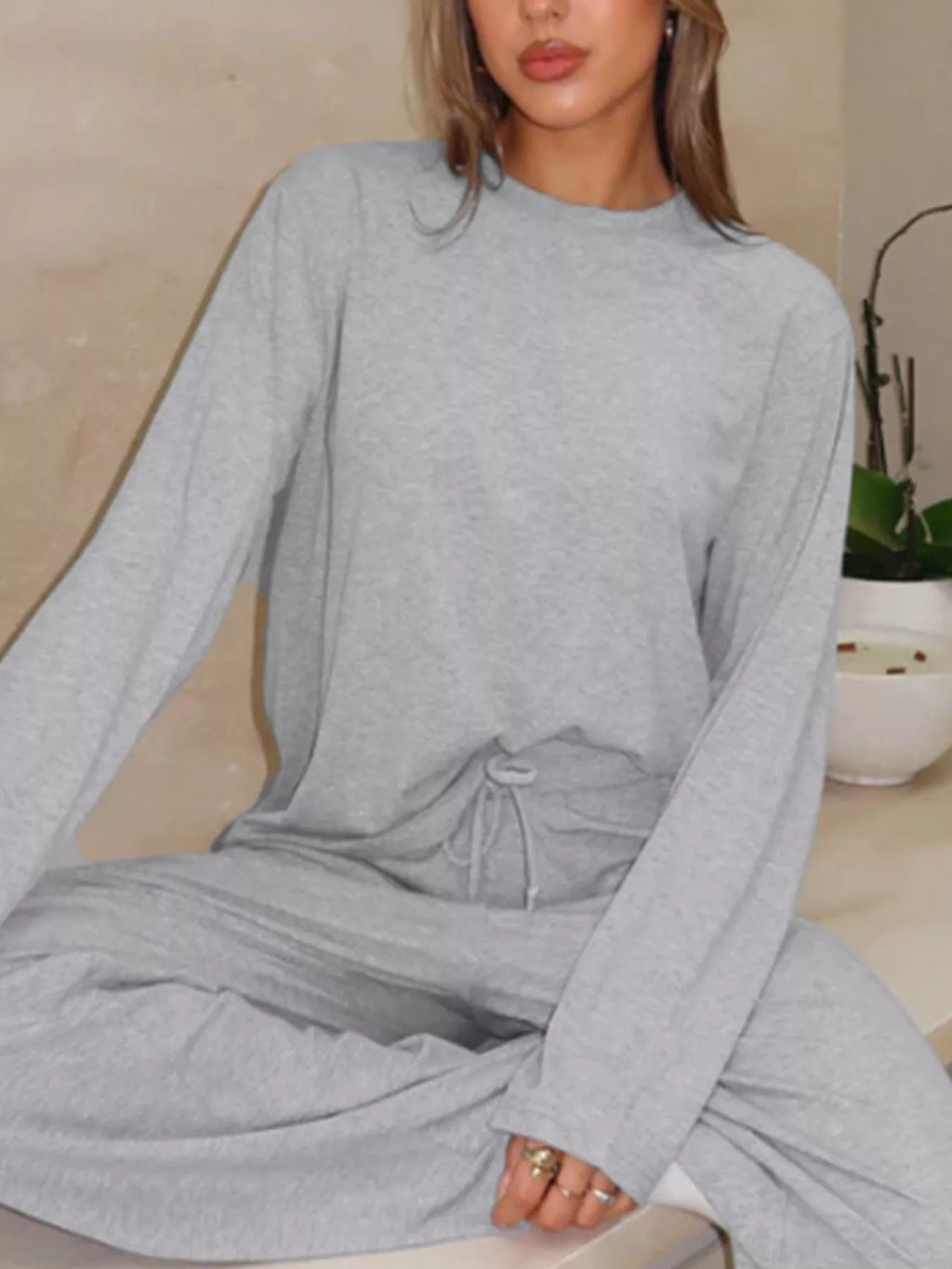 Relaxed Fit Long Sleeve Top Pants Set (9)