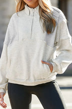 Half Zip Drop Shoulder Long Sleeve Sweatshirt (18)