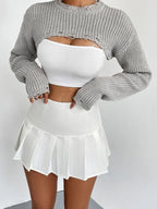 Distressed Long Sleeve Cropped Sweater (2)