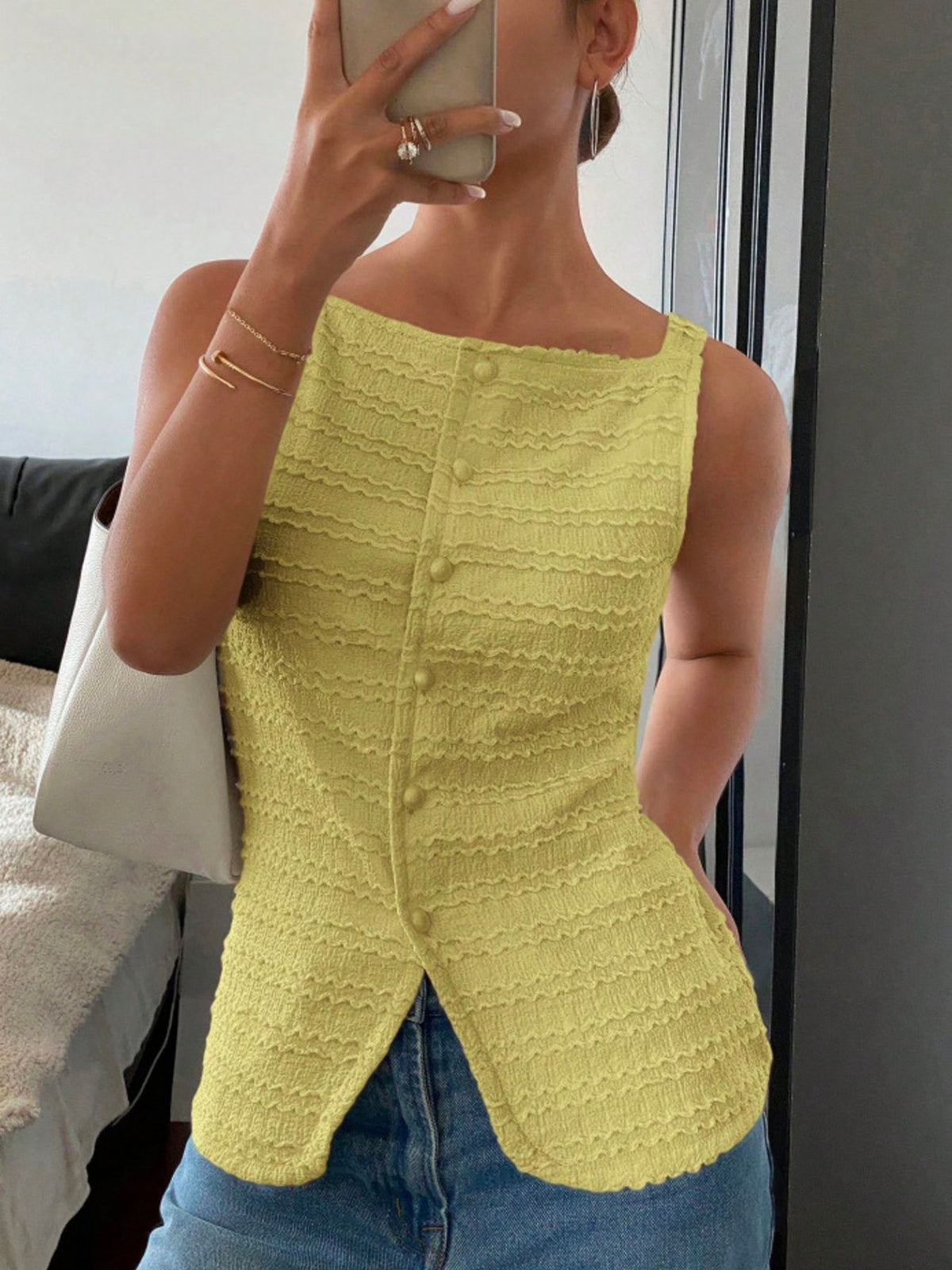 Textured Button-front Tank (26)