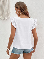 Ruffled Square Neck Cap Sleeve Blouse (23)