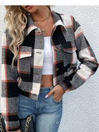 Plaid Button-up Cropped Jacket (19)