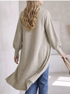Button Front Long Sleeve Sweater Dress (5)