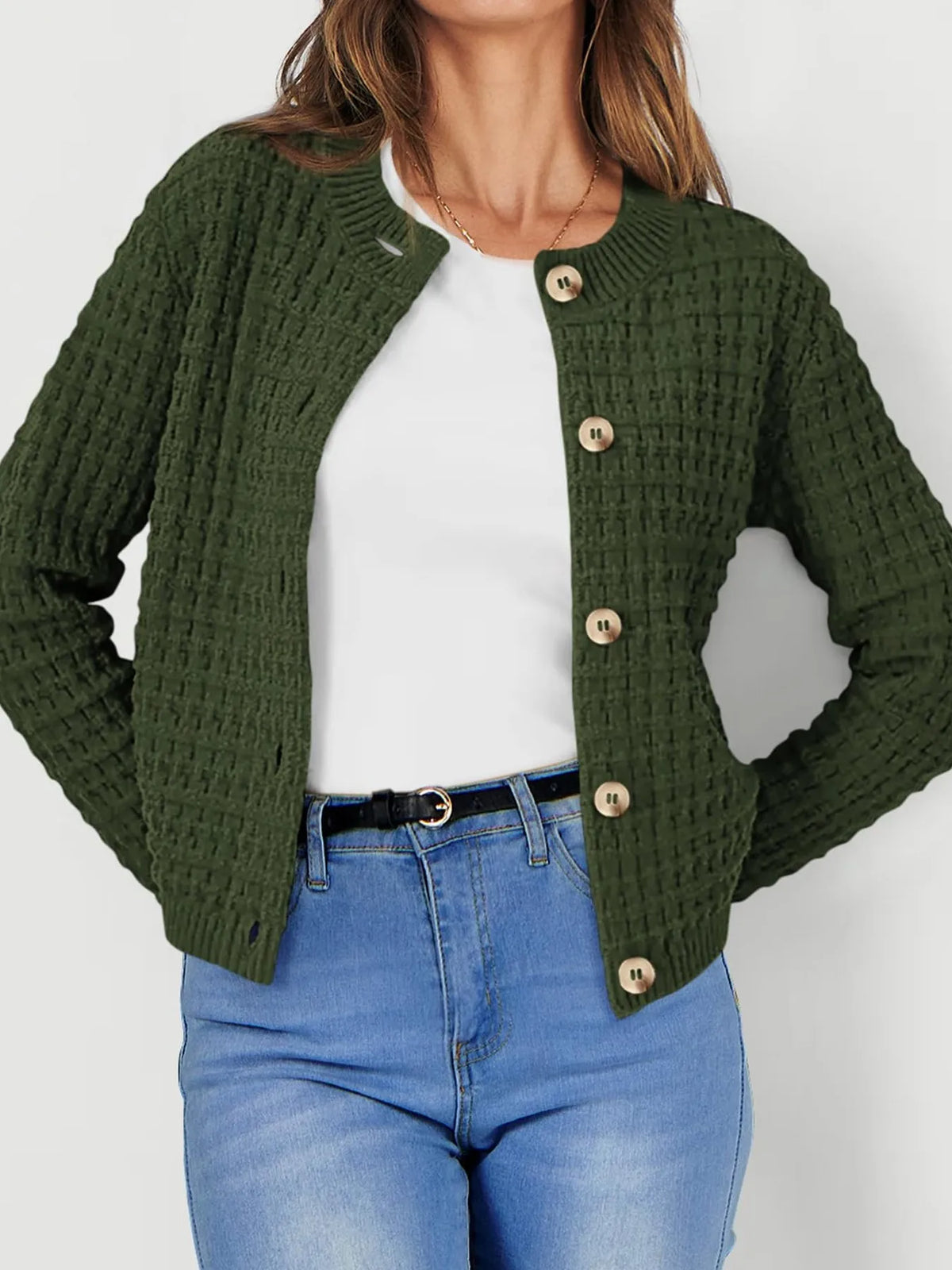 Textured Knit Button-front Cardigan (10)