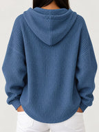 Full Size Waffle Knit Button Detail Hoodie Plus (47)