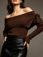 Off-shoulder Ribbed Knit Top (2)