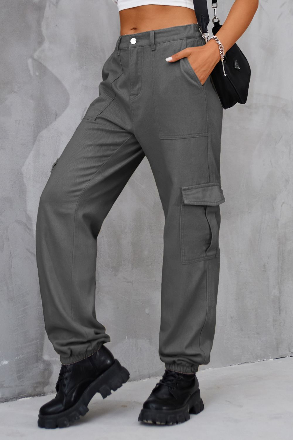 Buttoned High Waist Jeans Pockets (8)
