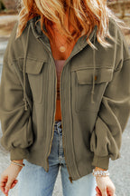 Zip-up Drawstring Hooded Jacket (10)