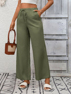 Drawstring High Waist Wide Leg Pants (9)