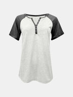 Contrast Notched Short Sleeve T-shirt (6)