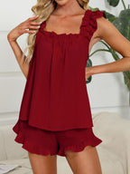 Ruffle Trim Top Shorts Set (24)