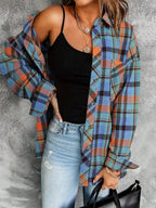 Plaid Collared Neck Long Sleeve Shirt (8)