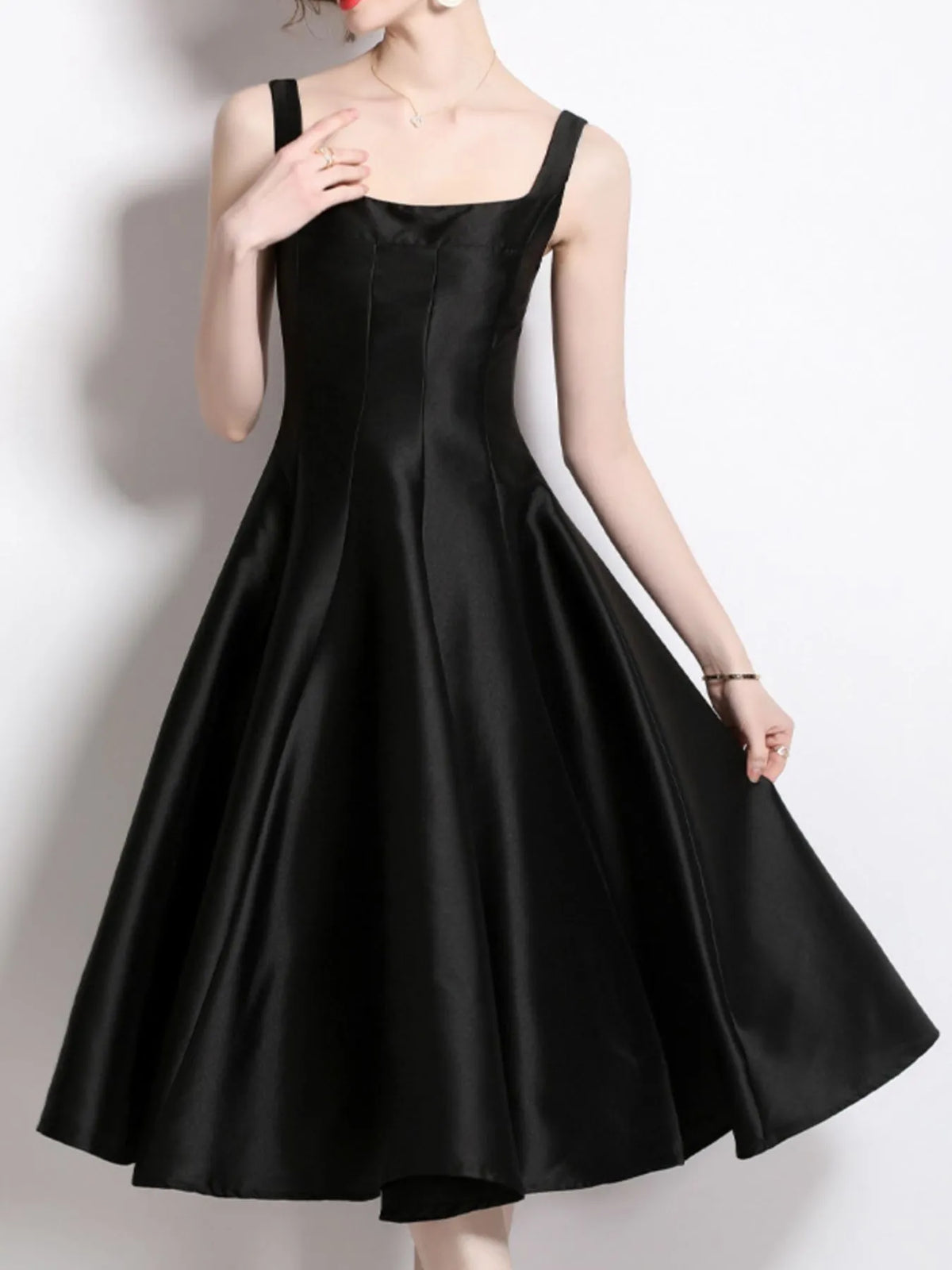 A-line Silhouette Midi Sleeveless Dress (5)