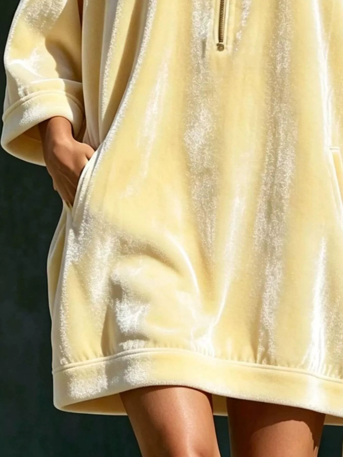 Full Size Half-zip 3/4 Sleeve Hoodie Dress Plus (8)