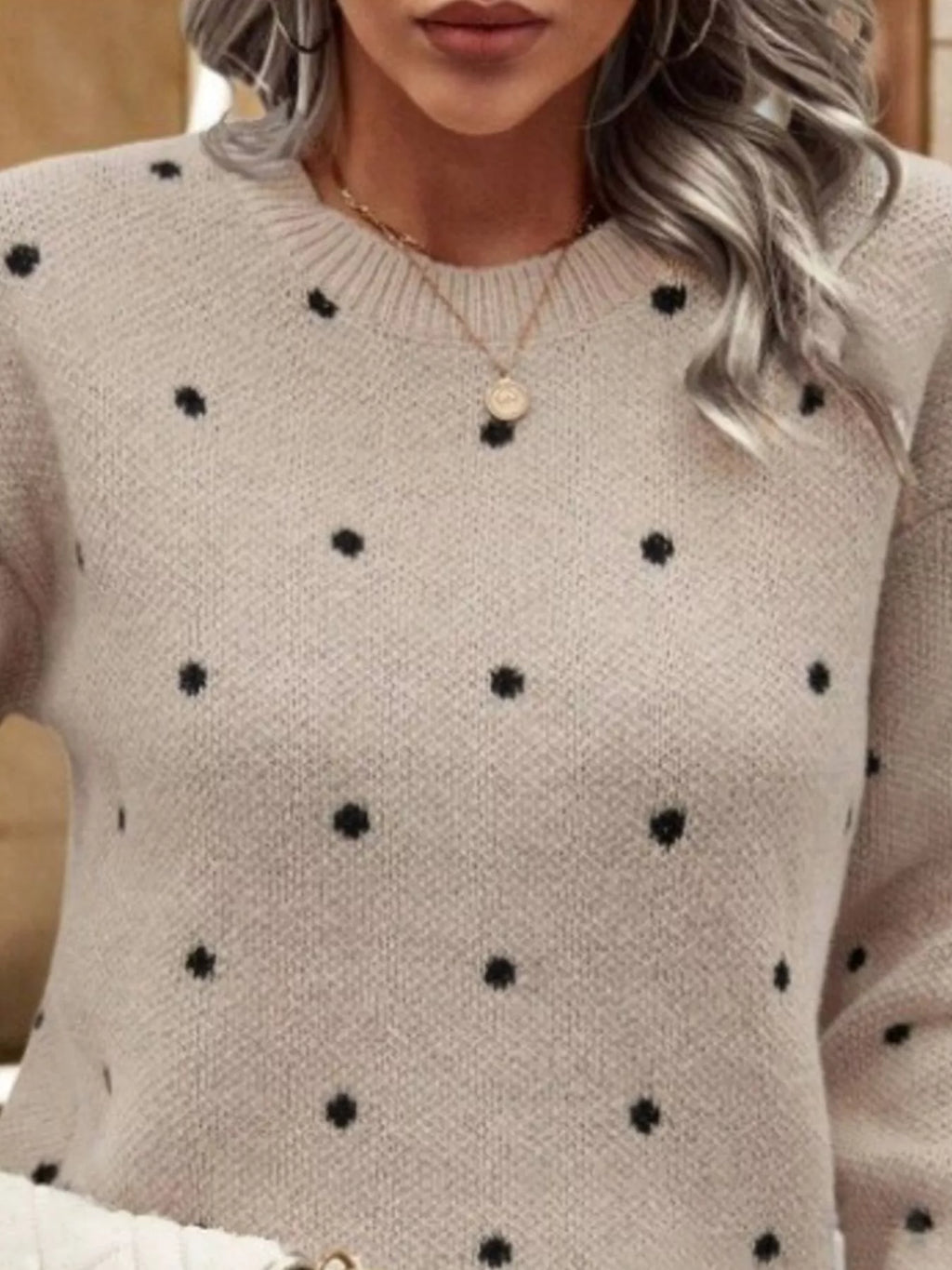 Polka Dot Round Neck Sweater (6)