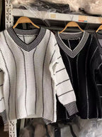 V-neck Textured Knit Sweater (13)