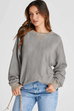 Waffle-knit Long Sleeve Sweatshirt (11)